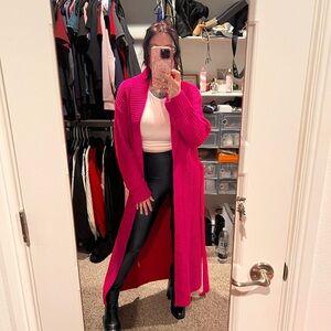Vibrant Fuchsia Long Cardigan Sweater
